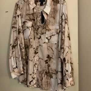 Investments marbled blouse pink, brown and ivory